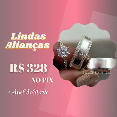 Alianças em Prata com Anel de Brinde